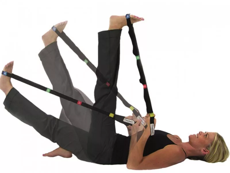 Person exercising with resistance band